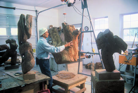 Ralph Baney working in his studio